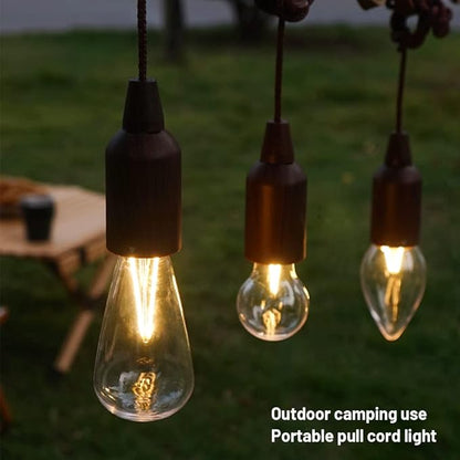 LED Pull Cord Light Bulb Portable Hanging Lantern Battery Operated for Indoor Outdoor Camping Room Decoration Party Wedding BBQ's Garden Decorative