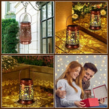 Solar Lantern Outdoor Hanging — Metal Hummingbird Solar Lights with Floral Projection, IP65 Waterproof, Auto On/Off, 8–12H Illumination, Garden Décor Gift for Mom Grandma Women Patio