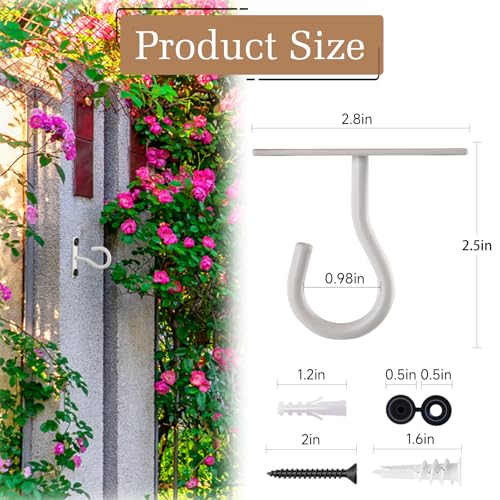 2Pack 2.5In Ceiling Hooks for Hanging Plant, Wall Hanger Plant Holder White