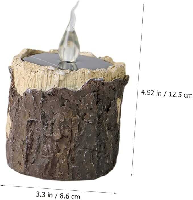Mipcase Solar Stump Light Outdoor Landscape Light for Garden Patio and Pathway Durable Solar-Powered Decorative Lighting with Realistic Wood Grain Design