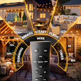 50FT Outdoor String Lights with Remote, Waterproof Patio Lights with 18+1 Shatterproof LED Bulbs,Dimmable Hanging Decor for Backyard Garden Porch Bistro, Timer & 3 Modes,2700K Warm White