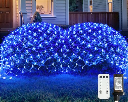 JMEXSUSS Blue Christmas Net Lights, 360 LED, 12ft x 5ft, Plug in