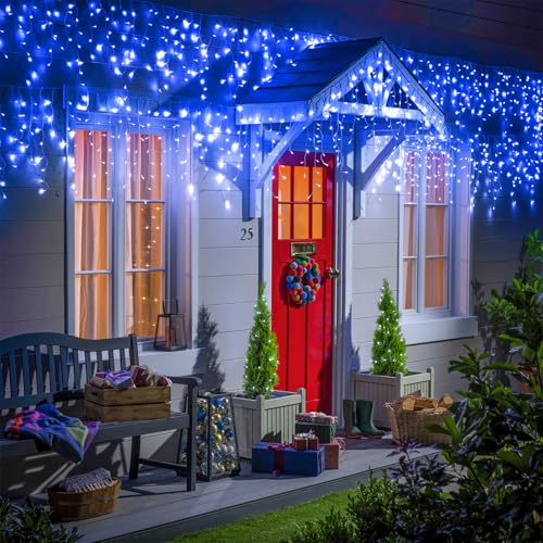 Blue Christmas Lights Outdoor Icicle Lights for Outside House 66ft 640 LED
