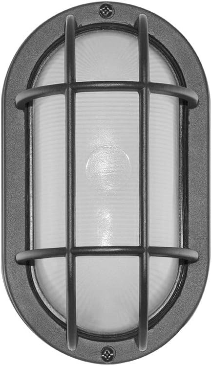 Euri Lighting EOL-WL13BK-2050e Aluminum Housing, Bulkhead Outdoor Integrated LED Wall Light, Wet Rated, 6.2 Watts, 434 Lumens, 5000K Cool White, Energy Star, 2 Year, 50K Hour Warranty