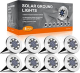 INCX Solar Lights Outdoor Waterproof In Ground Lights, 8 Pack, Cold
