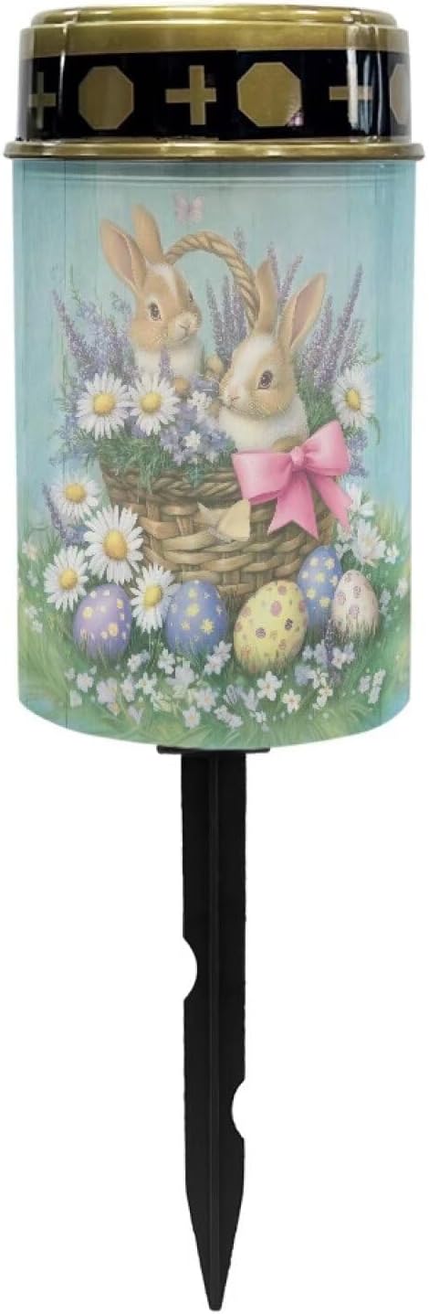 Rabbit Eggs Floral Solar Garden Stake Lights,Solar Cemetery for Grave Outdoor Lights, Sympathy Memorial Gifts for Grandmother, for Garden Yard Lawn Patio Decor
