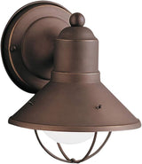 Kichler Seaside 7.5" 1 Light Outdoor Wall Light with Glass Globe Olde Bronze® | Lumora