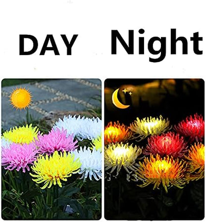 4 Pack Outdoor Solar Lights, Solar Garden Lights with 4 Bigger Chrysanthemum Flowers, Waterproof Outdoor Lights - Bigger Solar Panel for Garden Patio Yard Pathway (4pack White)