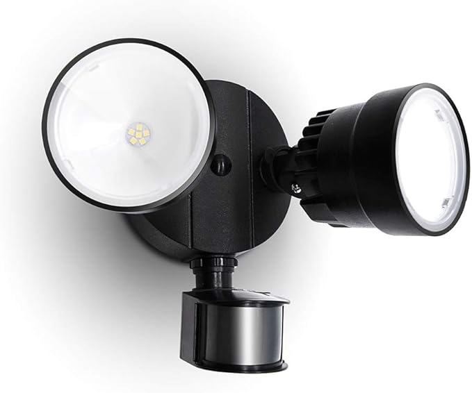 LUTEC Shrimp P6221B-PIR24 2000 Lumen 18 Watt 26 LED Motion Activated Integrated Dual-Head Floodlight Outdoor, IP54 | Lumora