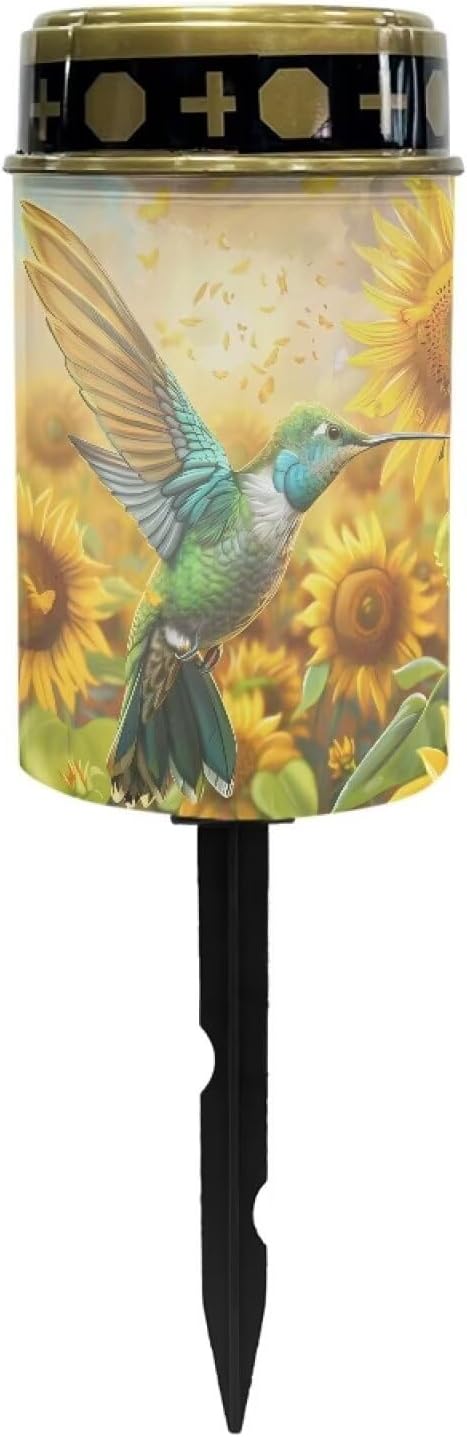Sunflower Hummingbird Print Solar Light Outdoor Solar Pathway Lights Solar Garden Lights LED Waterproof Outdoor Solar Lights for Yard Garden Decor for Outside