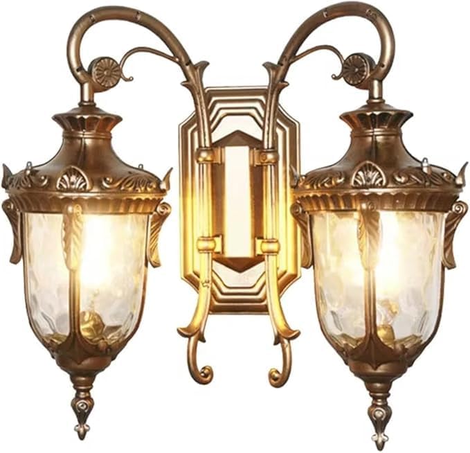European Outdoor Waterproof Wall Sconce,Double Head Retro Corridor Balcony Led Exterior Lamp, American Villa Entrance Patio Mounted