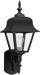 Generation Lighting 8765-12 One-Light Outdoor Wall Lantern with Clear Beveled Acrylic Panels, Black Finish | Lumora