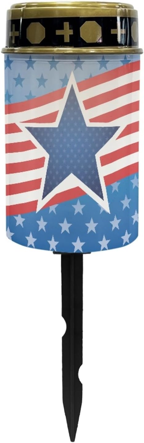 US Flag Star Solar Pathway Lights Waterproof Garden Lights Outdoor Solar Stake Lights,Yarde Patio Solar Lights Outdoor Landscape Lighting Flameless Lights Spotlights,Warm White