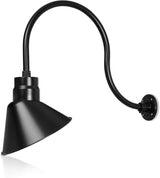 12in. Satin Black Angle Shade Gooseneck Sign Light Fixture with 24in. Long Extension Arm - Wall Sconce Farmhouse | Lumora