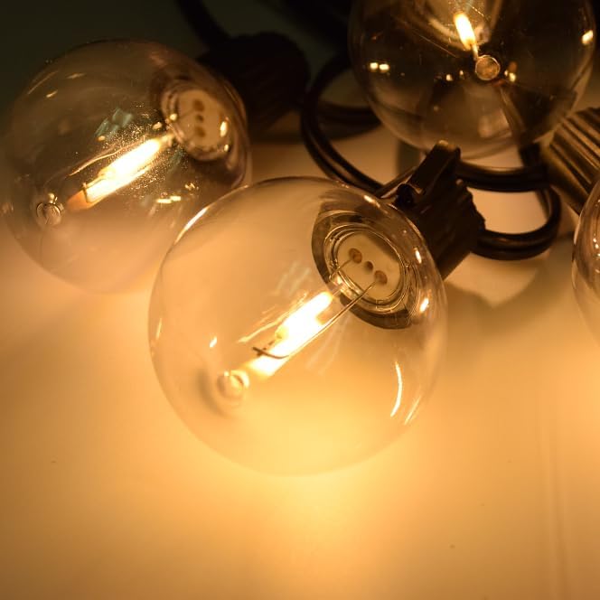 Hometown Evolution, Inc. G50 2" LED Filament Outdoor Patio String Lights with 0.6 Watt Light Bulbs (G50 LED Plastic | Lumora