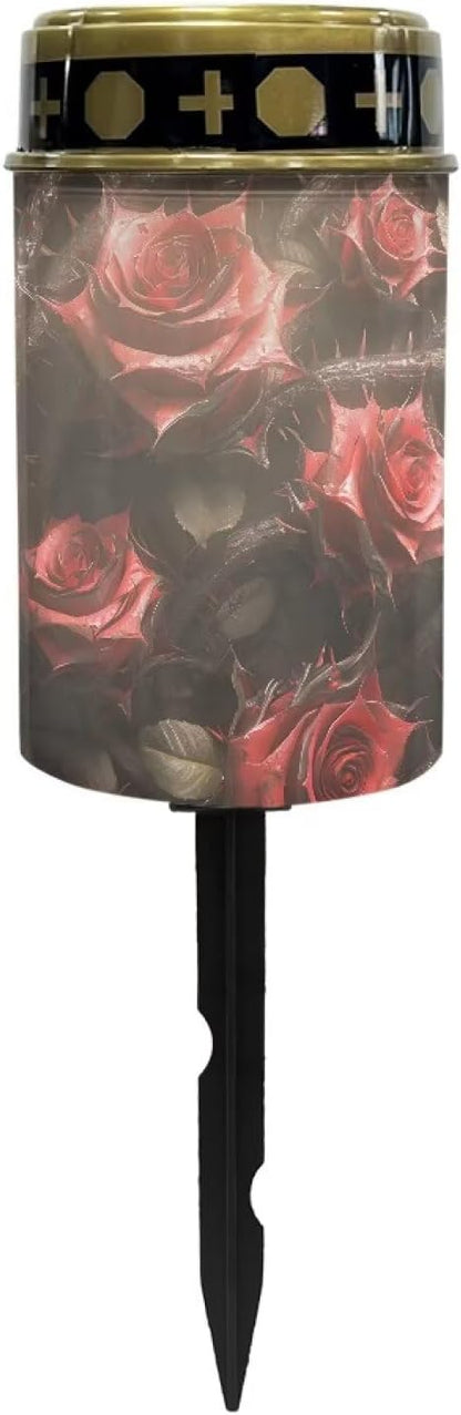 Solar Garden Lights Outdoor Waterproof Decorative Solar Lights Red Roses Outdoor Solar Lights for Garden Yard Patio Lawn Outdoor Decor, Gifts for Dad,Mother,Grandma