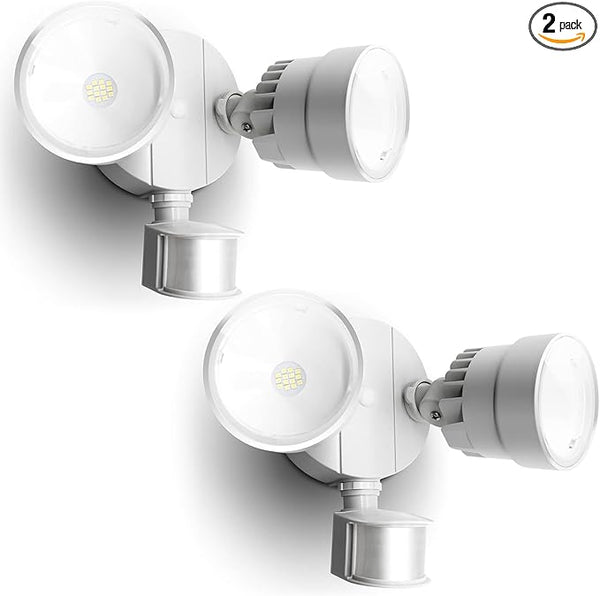LUTEC P6221W-PIR24 2000 Lumen 18 Watt 26 LED Motion Activated Integrated Dual-Head Flood Light Outdoor, IP54 | Lumora