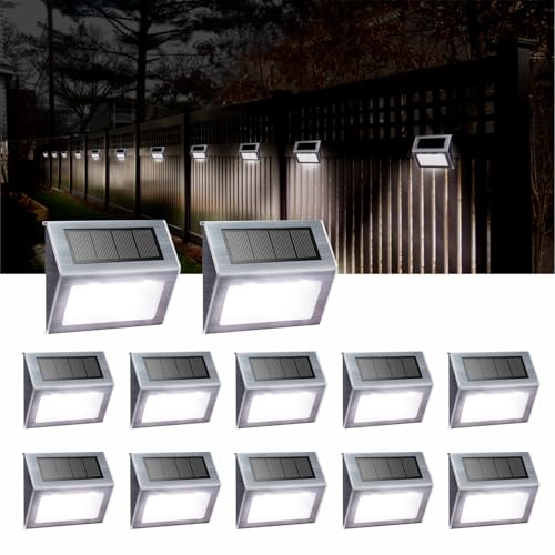 XLUX White Solar Lights for Deck Step Fence Post, SST Housing, 12 Pack