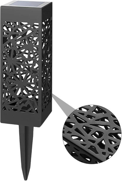 2Pcs Hollow Solar Lawn Lights with Warm and White LED, Ground Plug Solar Pathway Lights for Garden Yard Outdoor Landscape Lighting