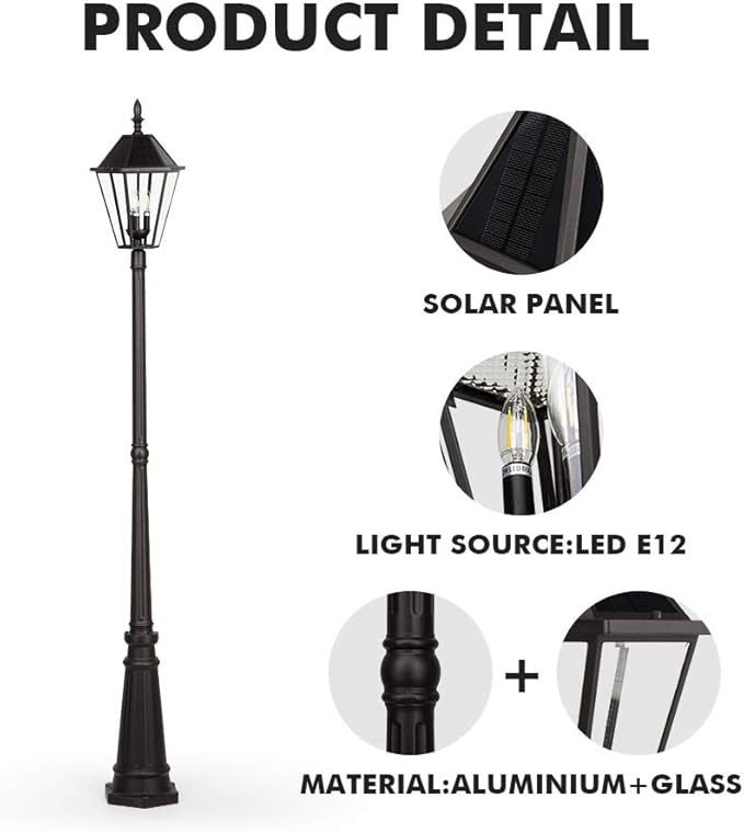 LUTEC London 12513LE4-SL LED Post Solar Light Outdoor Vintage Street Lights for Lawn Patio Yard Pathway Garden | Lumora