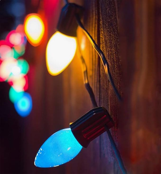 Multicolor Christmas Lights 25Ft C9 Vintage Christmas String Lights with 26 Colorhul Ceramic Bulbs (1 Spare) | Lumora