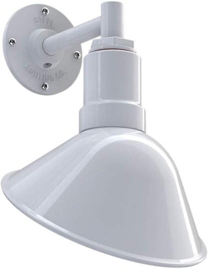 Steel Lighting Co. Venice Store Sign Light | for Outdoor Restaurant Accent Wall | 9 inch Dome | 6 inch Straight Arm | Farmhouse Warehouse Style Made in America | White Exterior/White Interior