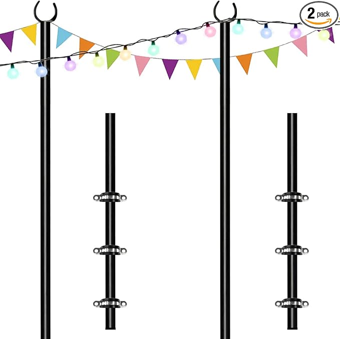 10ft String Light Poles for Deck Fence, Light Poles for Outdoor String Light, Perfect for Garden, Backyard, and | Lumora
