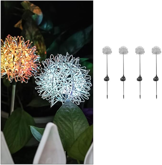 POPETPOP Dandelion Solar Garden Lights Led Decorative Outdoor Ground Stake Lighting for Lawn Pathway Yard No Wiring | Lumora