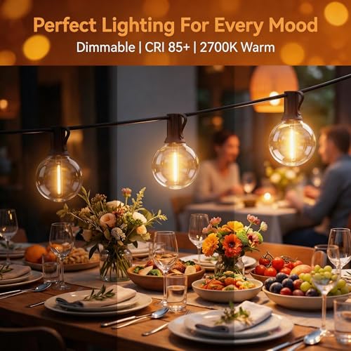 RTTY Outdoor String Lights 25 FT Waterproof, Patio Light 13 G40 LED Bulbs