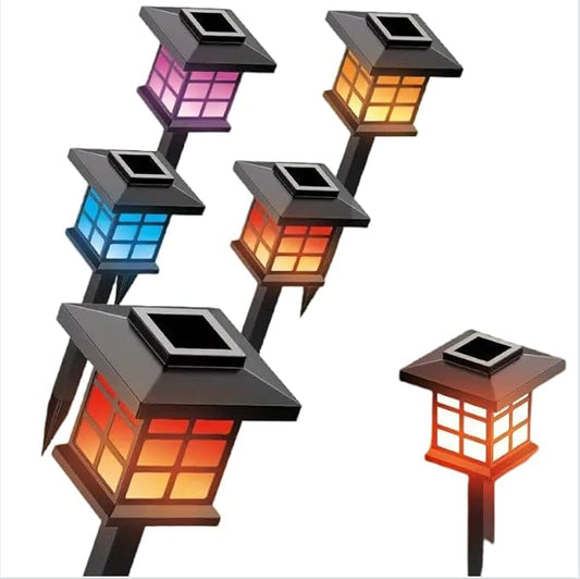 Solar Outdoor Lights,LED Solar Lights Outdoor Waterproof, Solar Walkway Lights Maintain 10 Hours of Lighting for Your Garden, Landscape, (Colorful Lighting - Outdoor Portable -6 Sets Set)