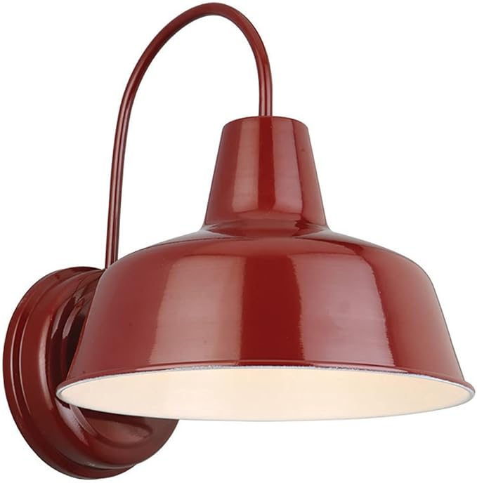 Design House Mason Farmhouse Gooseneck Barn Light, Outdoor Exterior Porch or Patio Wall Light Fixture, Rustic Red, 8 Inch Diameter, 1-Pack, 520559
