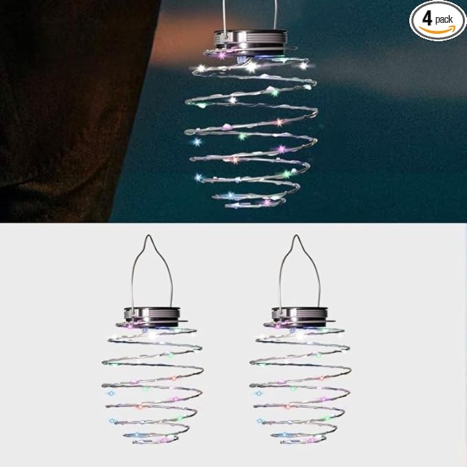 4 Pack Outdoor Solar Hanging Lantern Lights - Waterproof Solar Pineapple Light Outdoor for Garden,Yard Porch Lawn Backyard Landscape Pathway Patio Outside Gardening (Colored Light)