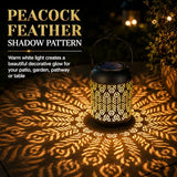 LeiDrail Peacock Feather Solar Lanterns, Outdoor Hanging Lights, 4 Pack