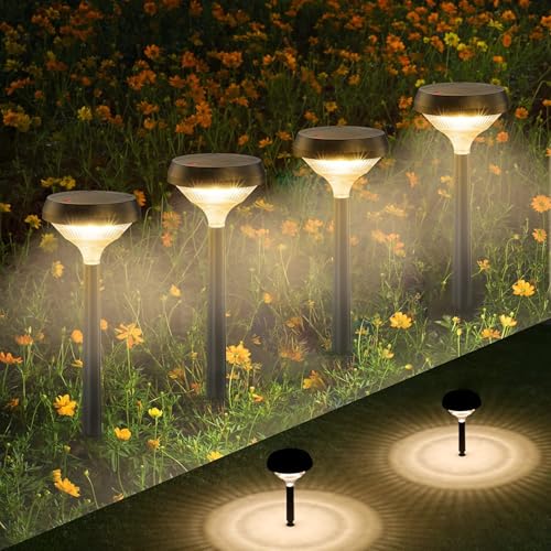 Linkind Solar Lights Outdoor 2 Pack, Solar Pathway Lights Warm White