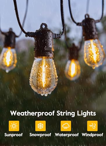 Minetom 34FT Solar String Lights Outdoor with Remote, Patio Lights