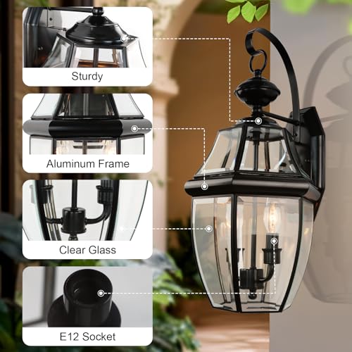 Outdoor Wall Lights, 20" Large Exterior Light, 2-Light Waterproof.