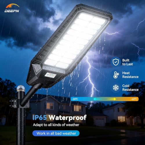 Solar Lights Outdoor, 9000W Commercial Solar Street Lights Motion Sensor