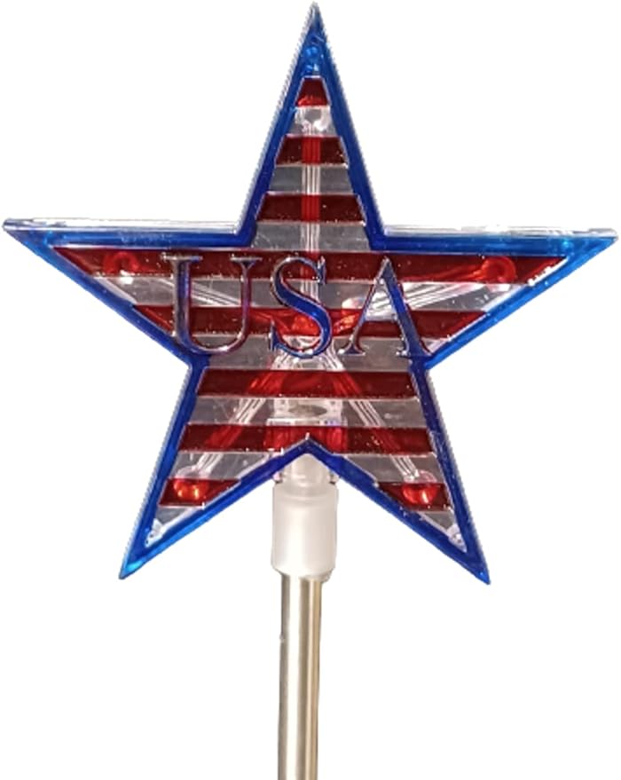 Starry Illuminate 2 PCS Solar Color Changing Style Garden Stake Light Pathway Stake Light (Star Flag)
