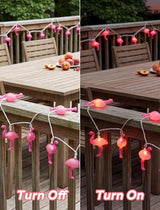 Oviejo 8.5Ft Pink Flamingo Outdoor String Lights Summer Patio String Lights with 10 Mini Flamingo Lights, for Birthday Party Fiesta Decoration,Summer Decor,White Wire