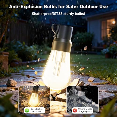 AILBTON RGB+IC 400FT Outdoor String Lights Bulbs IP67 Waterproof LED Color Changing Smart App Hanging Shatterproof Light with Remote Controller for Outside, Patio, Backyard, Garden, Party