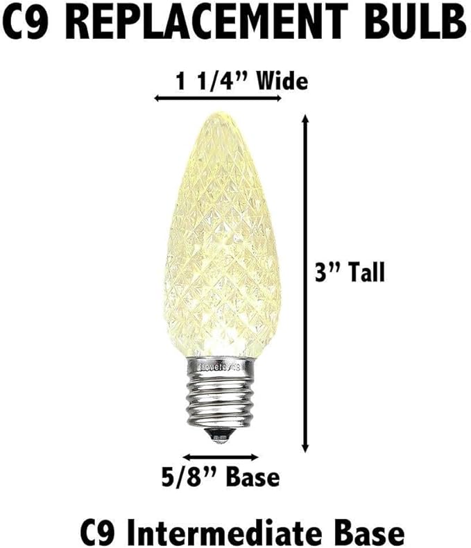 Novelty Lights 25PK C9 LED Faceted Ultra Bright Dimmable Outdoor Christmas Light Replacement Bulbs LED Bulbs | Lumora