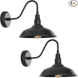 Black Outdoor Barn Light with Wall Mount 2 Pack Exterior Gooseneck Lights with 10" Dome, Farmhouse Style Outside | Lumora