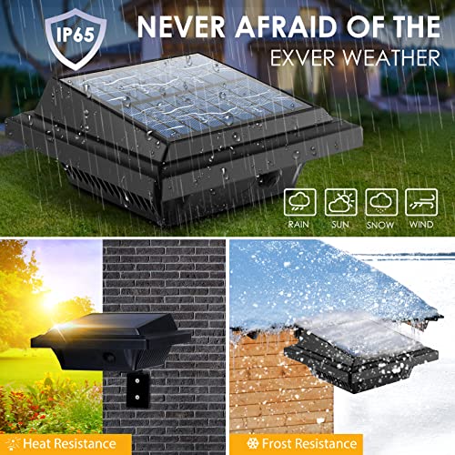 Solar Gutter Lights Outdoor, 40 LEDs Bright Solar Powered led Fence Light Deck Lights Waterproof for Wall, Deck, Fence, Stair, Step and Yard (Black Shell, 2Pack, Cool White)