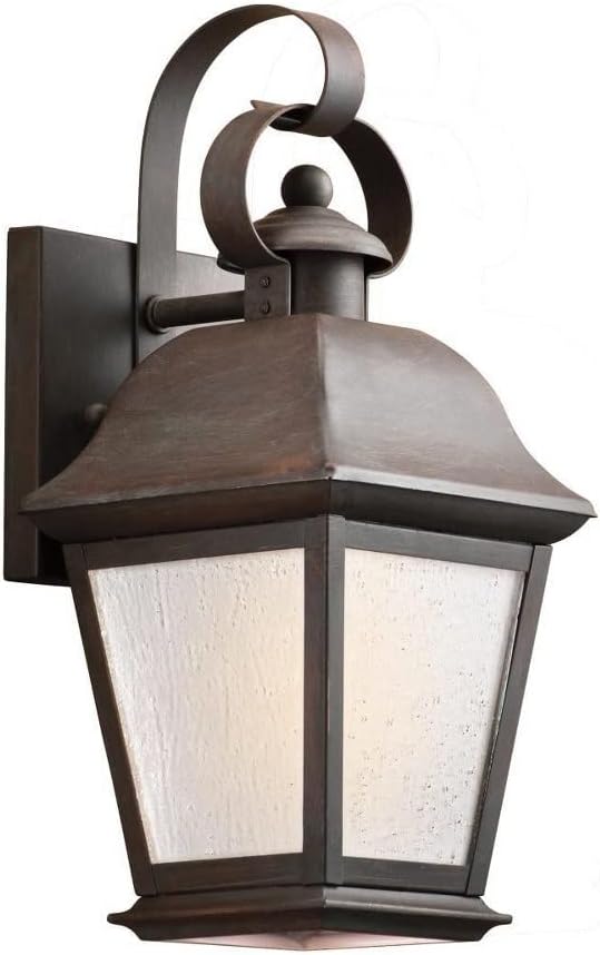 Kichler Mount Vernon 12.5" 1 Light Outdoor Wall Light with Clear Seeded Glass in Black