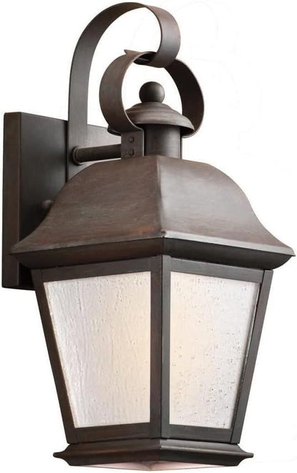 Kichler Mount Vernon 12.5" 1 Light Outdoor Wall Light with Clear Seeded Glass in Black