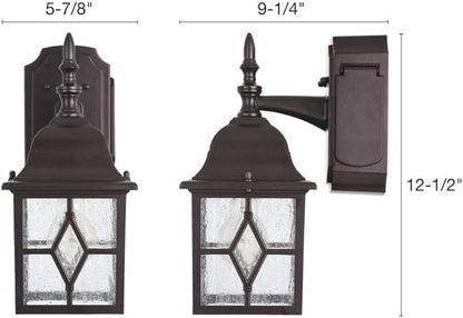 Patriot Lighting Galeana Oil-Rubbed Bronze Outdoor Wall Light with Outlet