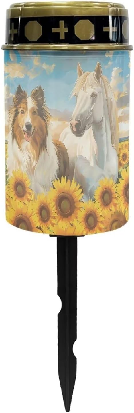 Generic Horse and Dog Print Solar Garden Light Outdoor Solar Light Solar Pathway Lights Outdoor Waterproof Solar Light for Yard Path Walkway Driveway