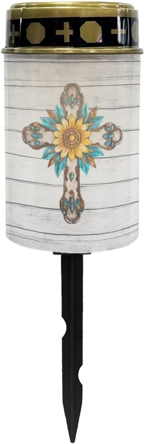 Garden Solar Outdoor Lights Eternal Light Lawn Lamp Waterproof Solar for Outside Cemetery Garden Decorations Yard Lawn Pathway Figurines-Cross