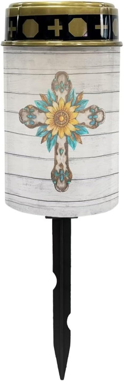 Garden Solar Outdoor Lights Eternal Light Lawn Lamp Waterproof Solar for Outside Cemetery Garden Decorations Yard Lawn Pathway Figurines-Cross