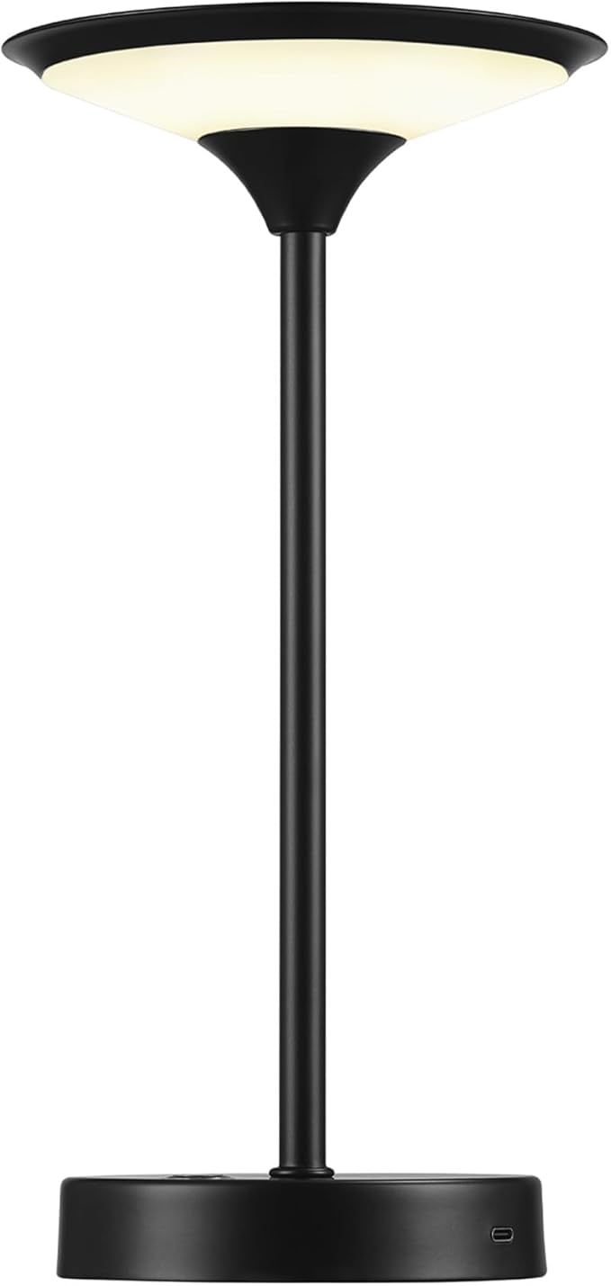 GLOBE Electric x Novogratz 60000031 12" 1.5W LED Integrated Outdoor Table Lamp, Matte Black, Frosted Diffuser, USB-C Charging Cable, On/Off Touch Switch on Base, 3-Step Dimmer, Outdoor Table Décor